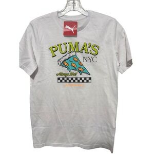 Puma Boys Always Hot NYC Pizza Graphic Tee White Shirt Large PBS2516951-001